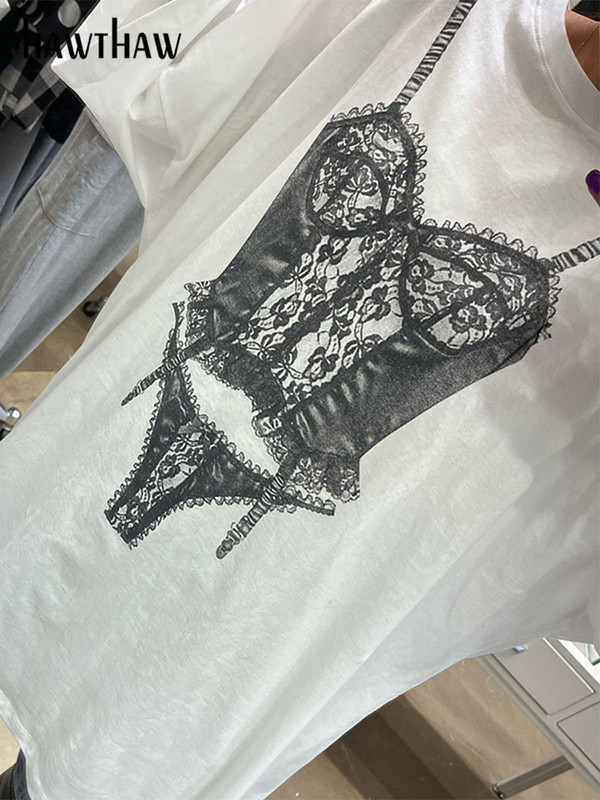 Dámske tričká s krátkym rukávom a grafikou Hawthaw, biele, s krátkym rukávom, topy, tričká, blúzky, letné oblečenie 2023, veľkoobchodný predaj pre firmy