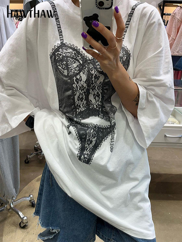 Dámske tričká s krátkym rukávom a grafikou Hawthaw, biele, s krátkym rukávom, topy, tričká, blúzky, letné oblečenie 2023, veľkoobchodný predaj pre firmy