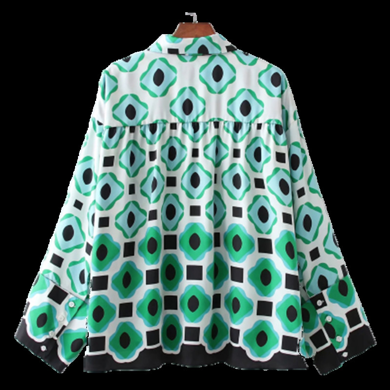 XEASY 2021 New Summer γυναικείο Vintage σετ δύο τεμαχίων Bohemia Print Loose πουκάμισο με πέτο ελαστικό ψηλόμεσο παντελόνι παντελόνι