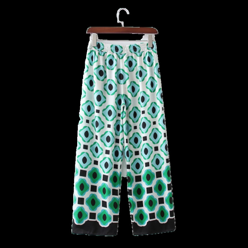 XEASY 2021 New Summer γυναικείο Vintage σετ δύο τεμαχίων Bohemia Print Loose πουκάμισο με πέτο ελαστικό ψηλόμεσο παντελόνι παντελόνι