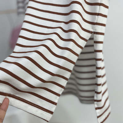 Lenmemsen proljetna široka pamučna klasična majica s prugama, ženska ležerna majica s O izrezom, jednostavna majica s dugim rukavima, jednostavne ženske majice