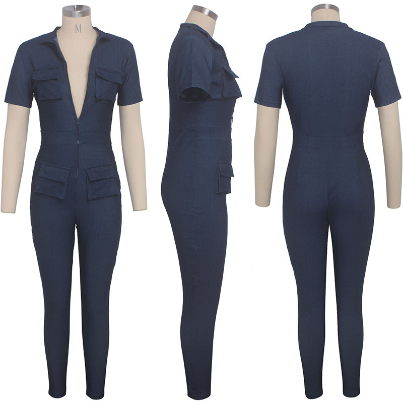 Salopetă elastică pentru femei Bodycon Skinny Body cu mânecă scurtă Salopetă super elastică Fitness Vintage Pantaloni lungi Streetwear Plus Size JUM