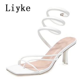 Liyke New Design Clip Toe Narrow Band Casual Σανδάλια Γυναικεία Καλοκαιρινό Slip-On λουράκι στον αστράγαλο Ψηλοτάκουνα γυναικεία παπούτσια Sandalias Mujer