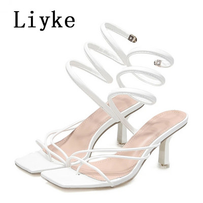 Liyke New Design Clip Toe Narrow Band Casual Σανδάλια Γυναικεία Καλοκαιρινό Slip-On λουράκι στον αστράγαλο Ψηλοτάκουνα γυναικεία παπούτσια Sandalias Mujer