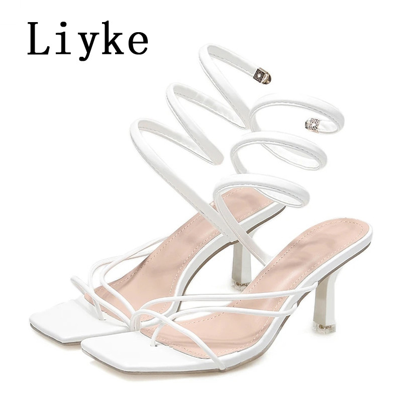 Liyke New Design Clip Toe Narrow Band Casual Σανδάλια Γυναικεία Καλοκαιρινό Slip-On λουράκι στον αστράγαλο Ψηλοτάκουνα γυναικεία παπούτσια Sandalias Mujer