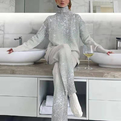 Dámske elegantné streetwear voľné dvojdielne sety s vintage potlačou a vysokým pásom