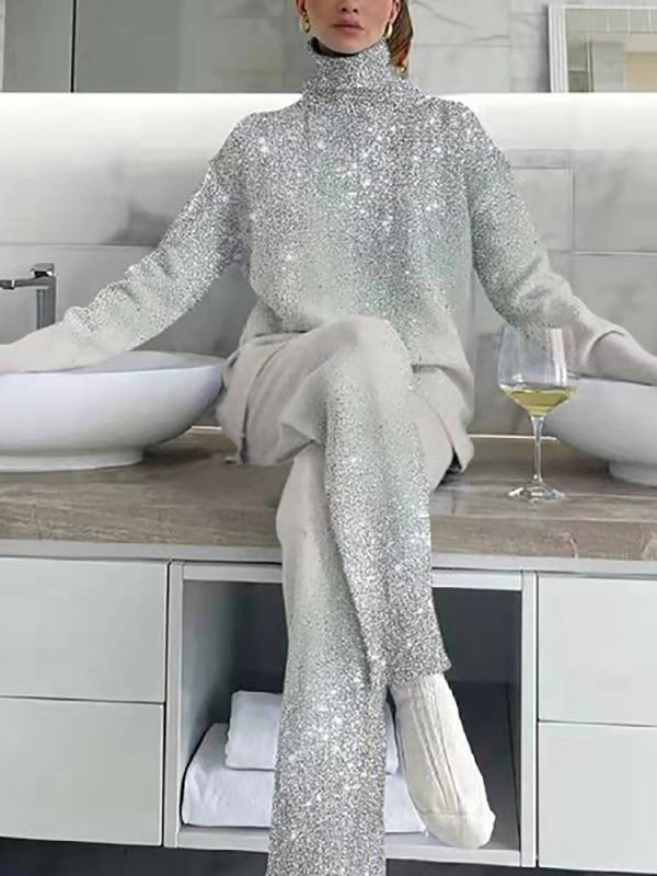 Dámske elegantné streetwear voľné dvojdielne sety s vintage potlačou a vysokým pásom