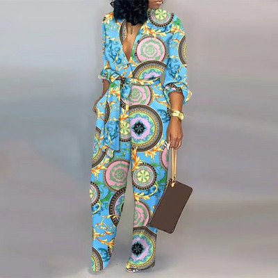 Γυναικεία Ολόσωμη φόρμα με κορδόνια με κορδόνι με βαθύ λαιμόκοψη, One Piece, άνοιξη, φθινόπωρο, γυναικείες φόρμες 2022 Fashion Lady Jumpsuits Streetwear