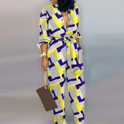 Γυναικεία Ολόσωμη φόρμα με κορδόνια με κορδόνι με βαθύ λαιμόκοψη, One Piece, άνοιξη, φθινόπωρο, γυναικείες φόρμες 2022 Fashion Lady Jumpsuits Streetwear