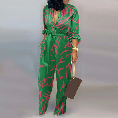 Γυναικεία Ολόσωμη φόρμα με κορδόνια με κορδόνι με βαθύ λαιμόκοψη, One Piece, άνοιξη, φθινόπωρο, γυναικείες φόρμες 2022 Fashion Lady Jumpsuits Streetwear