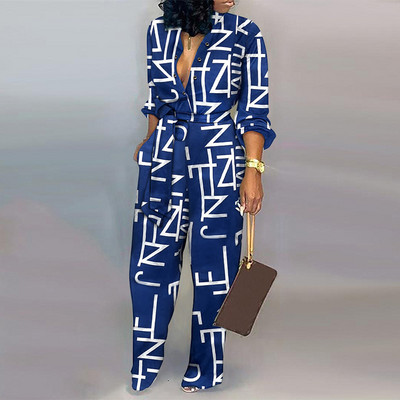 Γυναικεία Ολόσωμη φόρμα με κορδόνια με κορδόνι με βαθύ λαιμόκοψη, One Piece, άνοιξη, φθινόπωρο, γυναικείες φόρμες 2022 Fashion Lady Jumpsuits Streetwear