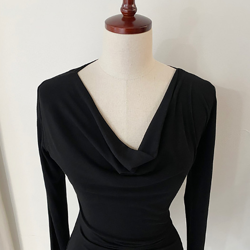 Majica kratkih rukava Ženska odjeća Tanke majice u korejskom stilu Jesenska seksi majica s V izrezom Pamučne majice s dugim rukavima Femme Poleras Mujer