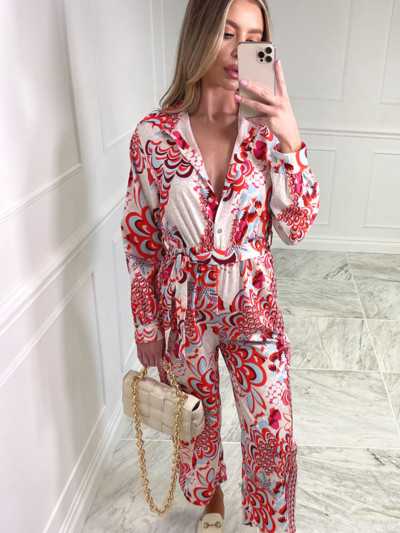 Ženski modni ležerni kombinezon s V izrezom i dugim rukavima ženski vintage kombinezon ženski elegantni ravni kombinezon