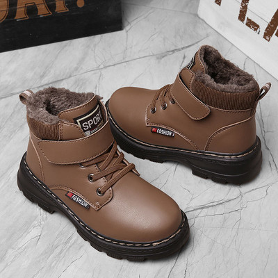 Detské mikrovláknové kožené nepremokavé snehové čižmy, protišmykové, ľahké, chlapčenské a dievčenské, zimné a teplé topánky, ležérna obuv