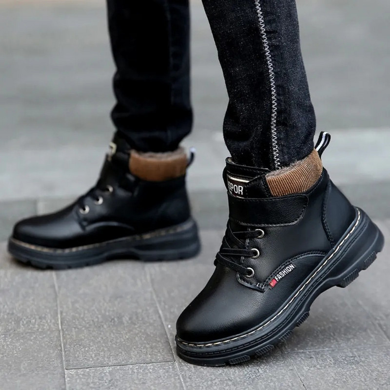 Detské mikrovláknové kožené nepremokavé snehové čižmy, protišmykové, ľahké, chlapčenské a dievčenské, zimné a teplé topánky, ležérna obuv