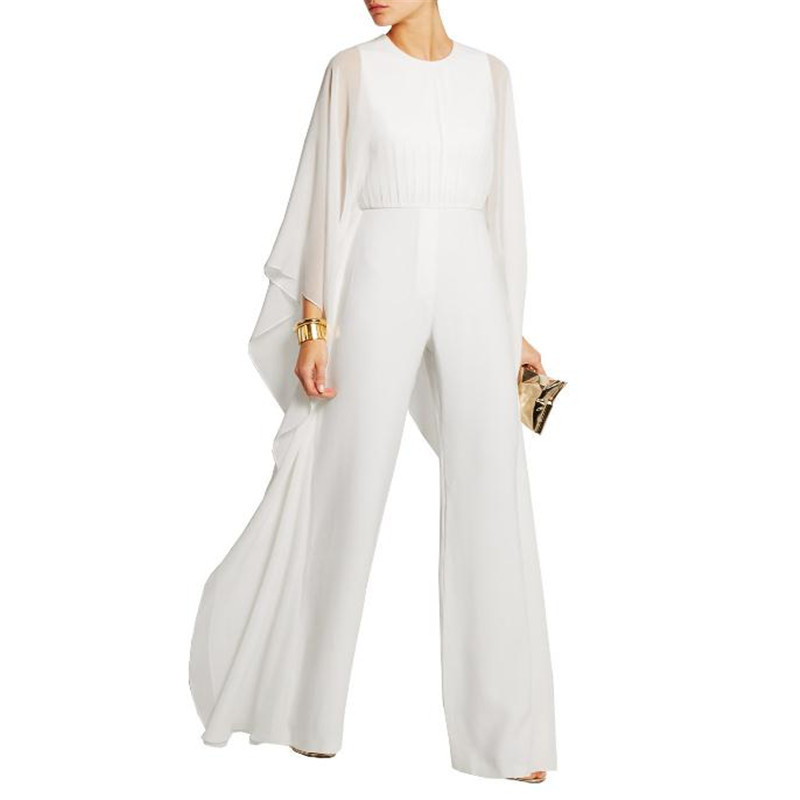 Kráľovné európske a americké dámske nohavice so širokými nohavicami, šifónové prešívanie, dlhé rukávy, jarná a letná móda, biela, 2XL