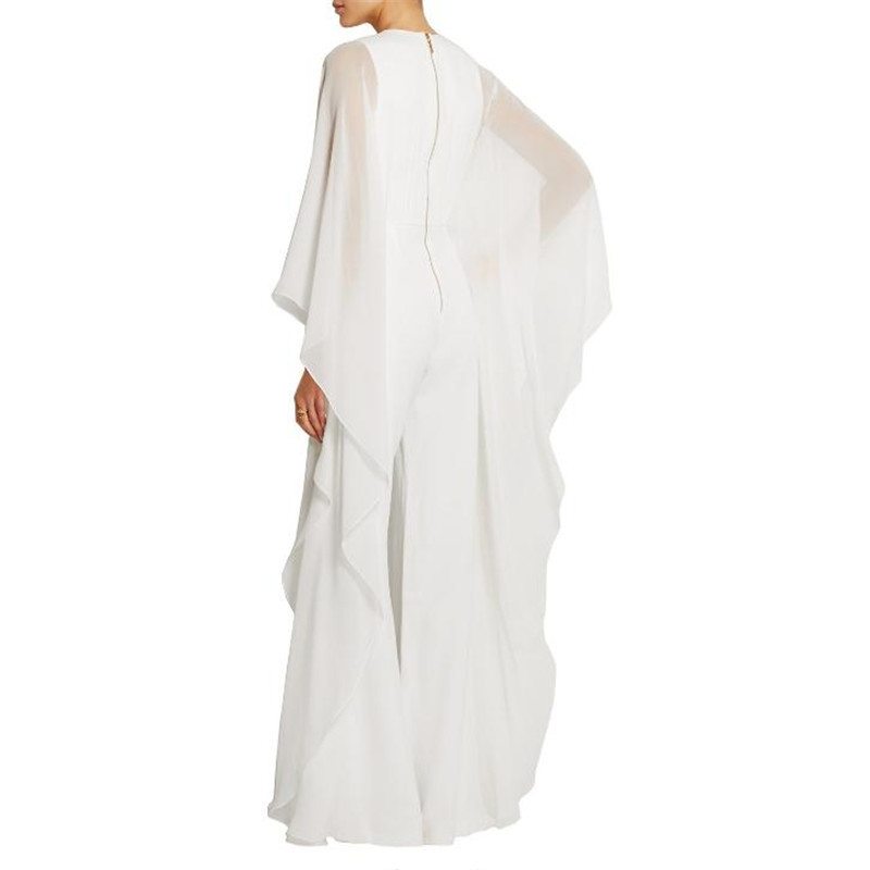 Kráľovné európske a americké dámske nohavice so širokými nohavicami, šifónové prešívanie, dlhé rukávy, jarná a letná móda, biela, 2XL