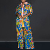 Ležérny jarný jesenný voľný 2-dielny set Retro dámsky plážový domáci oblek Dámske oblečenie s francúzskou potlačou, blúzka, košeľa, dlhé nohavice