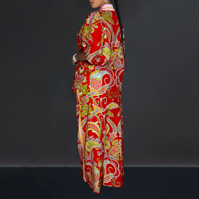 Ležérny jarný jesenný voľný 2-dielny set Retro dámsky plážový domáci oblek Dámske oblečenie s francúzskou potlačou, blúzka, košeľa, dlhé nohavice