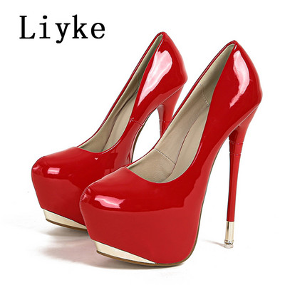 Dámske sexy sandále na platforme s okrúhlou špičkou, červené, veľkosť 35-42, ultra vysoké podpätky