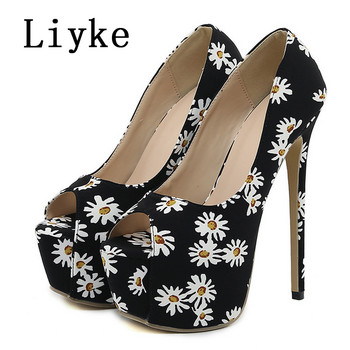 Liyke Summer Peep Toe Ultra High Stiletto Heels Fashion Print Platform Pumps Women Party Night Club Shoes Shoes Zapatos Mujer