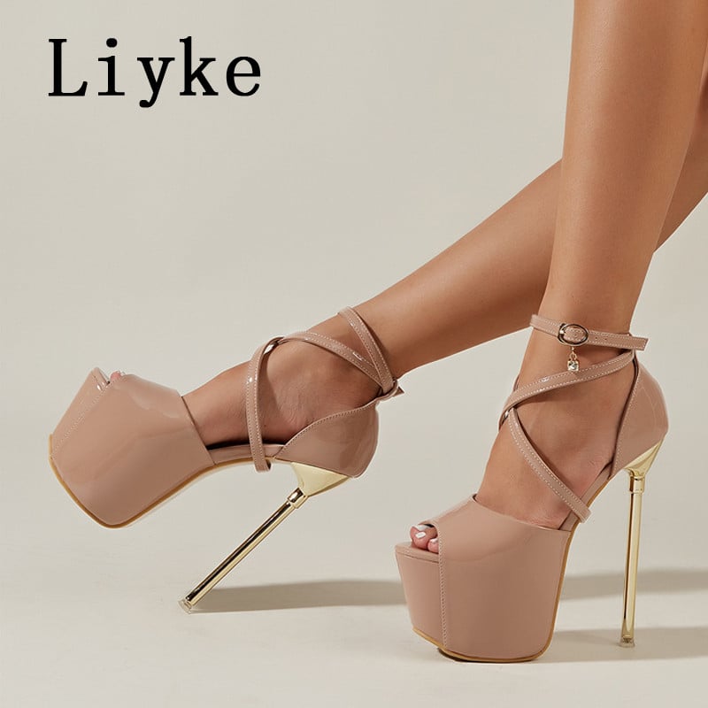 Liyke 2023 Sexy pracka remienok platforma svadobné peep toe dámske lodičky veľmi extrémne ženské podpätky striptérske klubové tanečné topánky