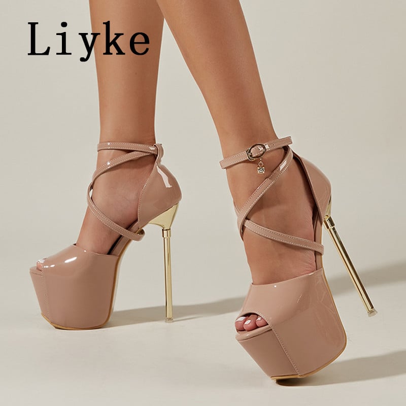 Liyke 2023 Sexy pracka remienok platforma svadobné peep toe dámske lodičky veľmi extrémne ženské podpätky striptérske klubové tanečné topánky