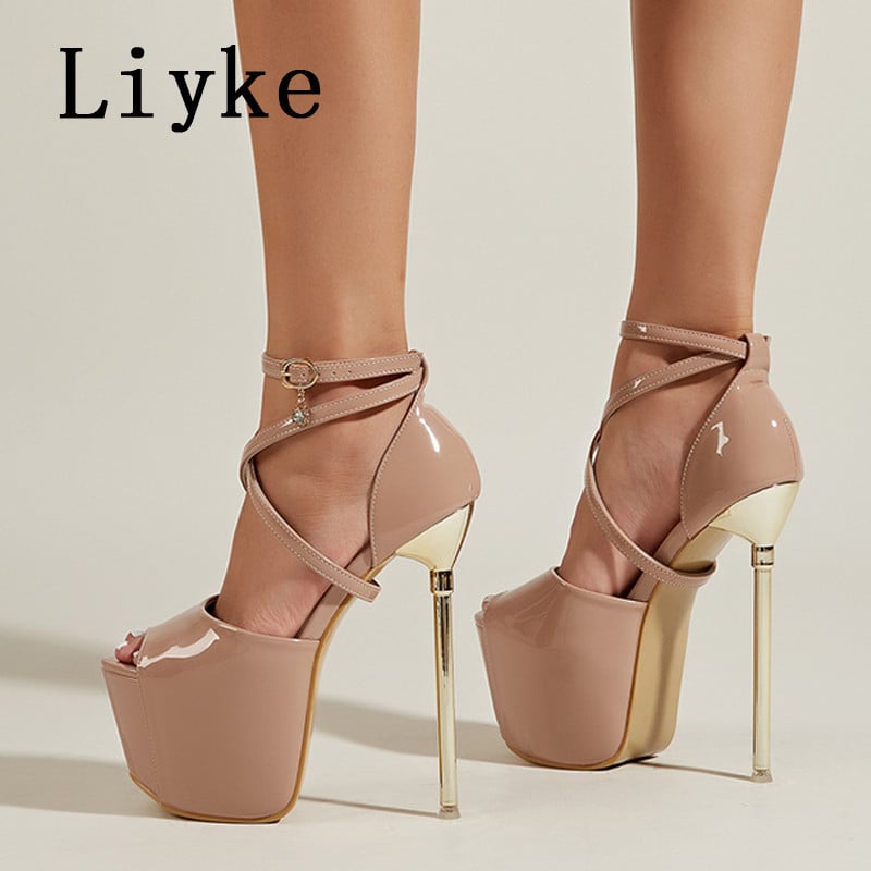 Liyke 2023 Sexy pracka remienok platforma svadobné peep toe dámske lodičky veľmi extrémne ženské podpätky striptérske klubové tanečné topánky