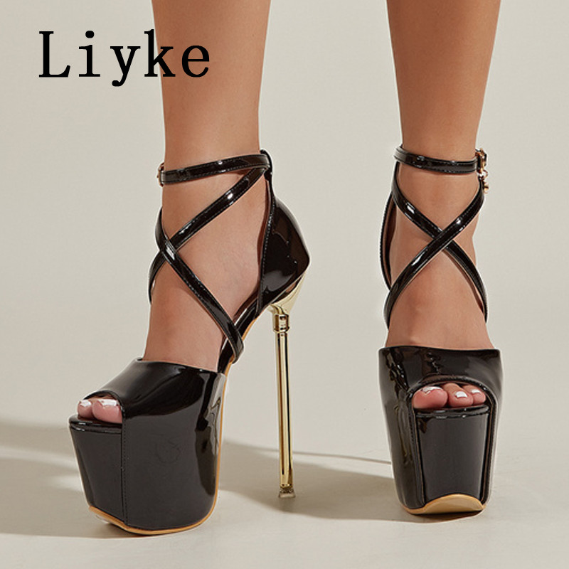 Liyke 2023 Sexy pracka remienok platforma svadobné peep toe dámske lodičky veľmi extrémne ženské podpätky striptérske klubové tanečné topánky