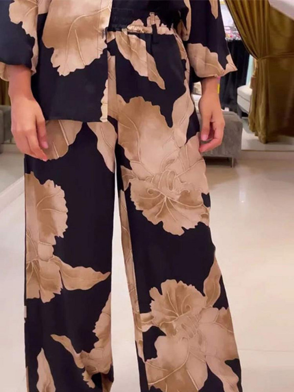 Primăvară Femei Ocazional Pantaloni largi vopsiți în cravată Costum Cămăși vintage Bluze Costum cu pantaloni cu picioare largi 2023 Moda Office ținută damă