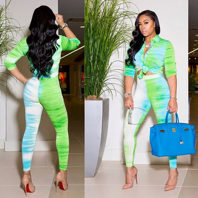 VAZN Blue Color 2020 Business Lady lehajtható gallér készletek hosszú ujjú hosszú nadrág 2 darabos készletek egysoros vékony női szettek