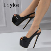 Liyke Summer Sexy Peep Toe 16cm Extreme High Heels Party Nightclub Stripper Pole Dance Παπούτσια Γυναικεία Πλατφόρμα Αντλίες Stiletto Mujer