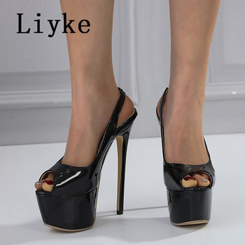 Liyke Summer Sexy Peep Toe 16cm Extreme High Heels Party Nightclub Stripper Pole Dance Παπούτσια Γυναικεία Πλατφόρμα Αντλίες Stiletto Mujer