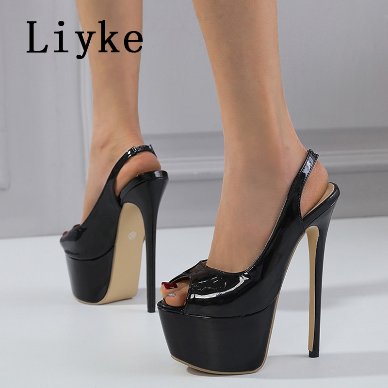 Liyke Summer Sexy Peep Toe 16cm Extreme High Heels Party Nightclub Stripper Pole Dance Παπούτσια Γυναικεία Πλατφόρμα Αντλίες Stiletto Mujer