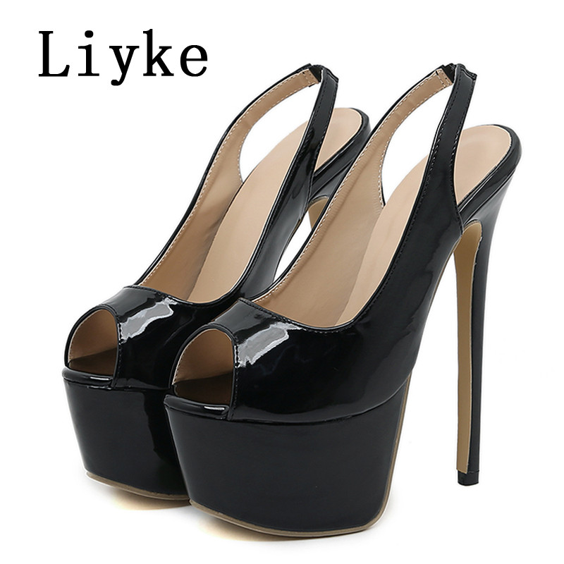 Liyke Summer Sexy Peep Toe 16cm Extreme High Heels Party Nightclub Stripper Pole Dance Παπούτσια Γυναικεία Πλατφόρμα Αντλίες Stiletto Mujer