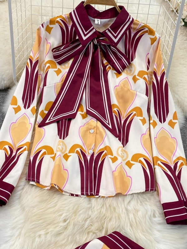 Cvjetni, ležerni, elegantni ženski komplet od 2 komada Široke modne majice, majice širokih nogavica Žensko odijelo s hlačama za odmor na plaži, starinsko odijelo