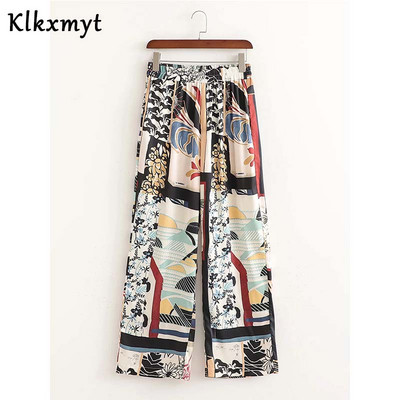 Seturi două bucăți femei moda de vară imprimate cu mânecă lungă geamuri bluză topuri + pantaloni drepti pantaloni dama seturi casual