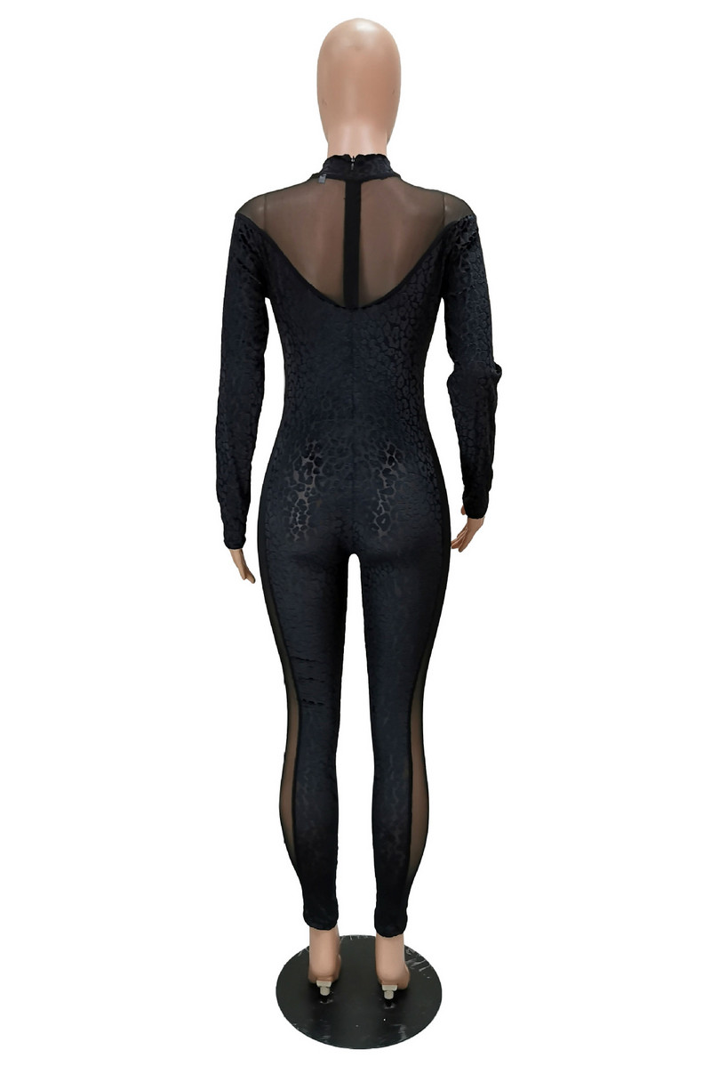 Prozirni kombinezon za noćni klub Seksi ženske kombinezone s O-izrezom i patchwork kombinezoni za zabave