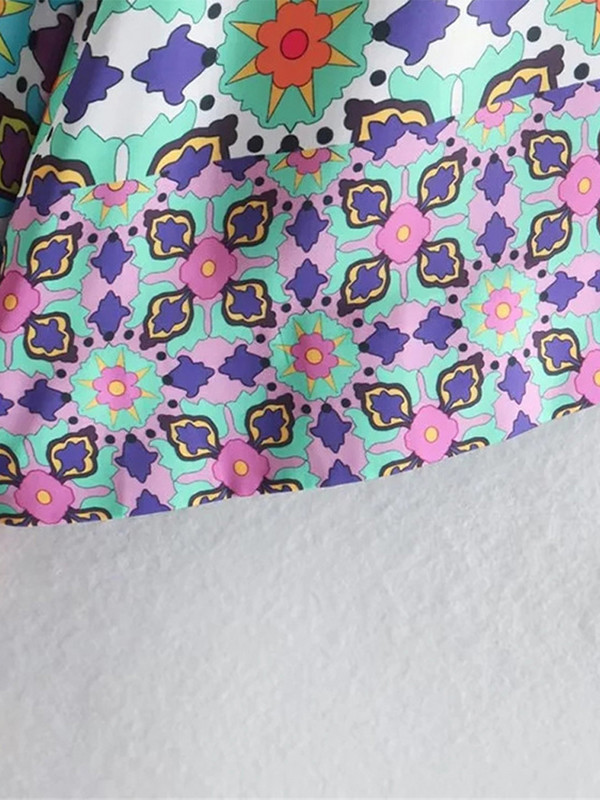 Otisnute široke kaputne hlače, set od 2 komada, ženski V-izrez, šišmiš rukavi i pojas, duga haljina, ravno žensko odijelo s širokim nogavicama