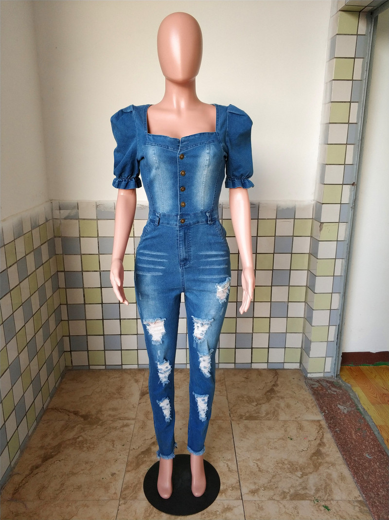 Poderani traper olovka kombinezon Seksi ženske V-izrez Elegantne traperice Ležerne kombinezone za zabave Kombinezone