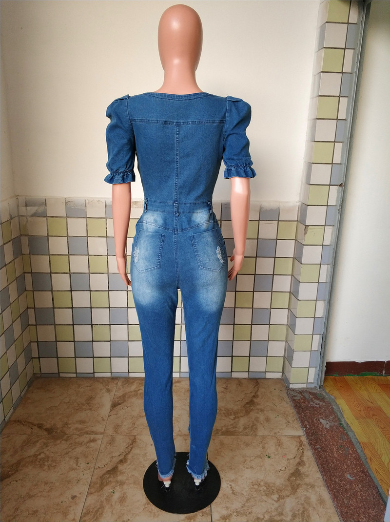 Poderani traper olovka kombinezon Seksi ženske V-izrez Elegantne traperice Ležerne kombinezone za zabave Kombinezone