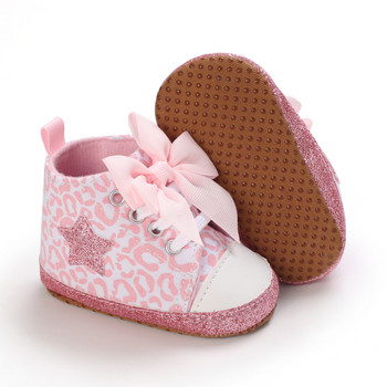 Розови бебешки обувки Модни маратонки на принцеса Бебешки бебета Мека подметка Противохлъзгащи се обувки за първи проходилки 0-1 годинки Бебешки обувки за кръщене
