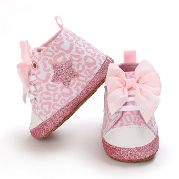 Розови бебешки обувки Модни маратонки на принцеса Бебешки бебета Мека подметка Противохлъзгащи се обувки за първи проходилки 0-1 годинки Бебешки обувки за кръщене