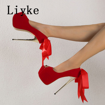 Liyke Sexy Party Nightclub Pole Dance Extreme ψηλά τακούνια Γυναικεία στιλέτο Peep Toe Lace-Up Wedding Stripper Παπούτσια Πλατφόρμας Αντλίες