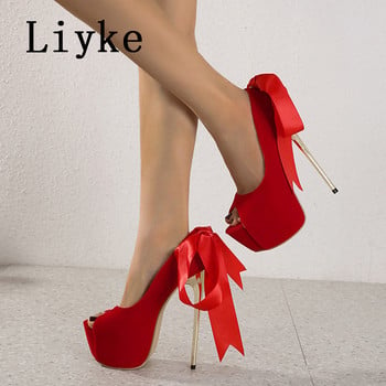 Liyke Sexy Party Nightclub Pole Dance Extreme ψηλά τακούνια Γυναικεία στιλέτο Peep Toe Lace-Up Wedding Stripper Παπούτσια Πλατφόρμας Αντλίες