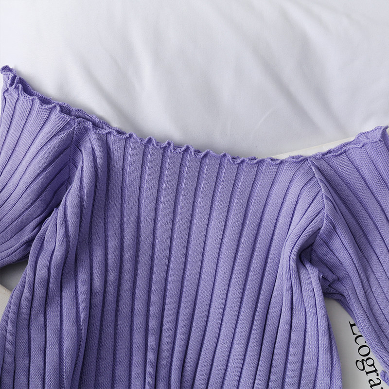 Ženske majice kratkih rukava Heliar Ruffle Hem Pletene kratkih rukava Fleksibilne majice s otvorenim ramenima Ženske Y2K ulične majice Ljeto