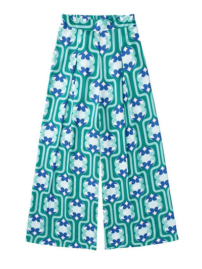 Dámske blúzky s kvetinovou potlačou a manžetami s pierkami, široké nohavice, kostýmy, vintage košele na gombíky, dámske nohavice, sety, outfity 2022