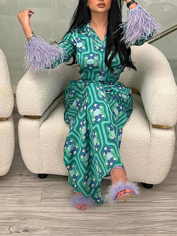 Dámske blúzky s kvetinovou potlačou a manžetami s pierkami, široké nohavice, kostýmy, vintage košele na gombíky, dámske nohavice, sety, outfity 2022