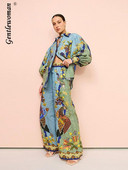 Dámske ležérne nohavice s potlačou, módny oblek s dlhým rukávom a golierom, široké nohavice so šnurovaním, dámska súprava 2023