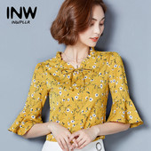 Καλοκαιρινά μπλουζάκια 2018 Γυναικείες μπλούζες σιφόν πουκάμισα Μπλούζα με floral print Μπλούζα Mujer Casual κοντομάνικο μπλουζάκι Plus Size Blusas Feminino